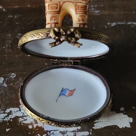 Vintage Limoges Trinket Box Paris Landmarks - Arc de Triomphe Peint Main 6/50 - Picture 6 of 7